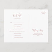 Eenvoudig Elegant Roos Gold Menu Keuze RSVP-kaart (Achterkant)