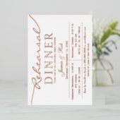 Eenvoudig elegant Roos Gold-repetitief diner Folie Uitnodiging (Staand Voorkant)