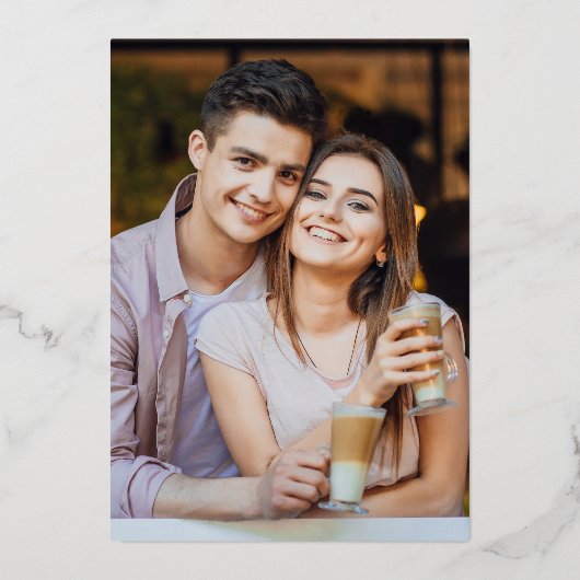 Eenvoudig Elegant Roos Gold Script Photo Weddensch Folie Uitnodiging (Achterkant)