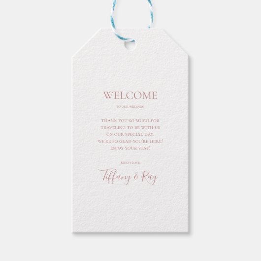 Eenvoudig elegant Roos Gold Weduwen Welkom Cadeaulabel (Voorkant)