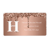 Eenvoudig Elegant Roos Goud Monogram Initiaal reto Etiket (Voorkant)