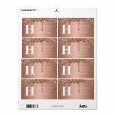 Eenvoudig Elegant Roos Goud Monogram Initiaal reto Etiket (Full Sheet)