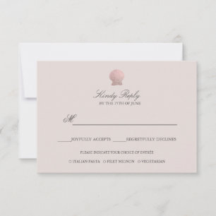 Eenvoudig Elegant Roos Gouden Folie Seashell menu- RSVP Kaartje