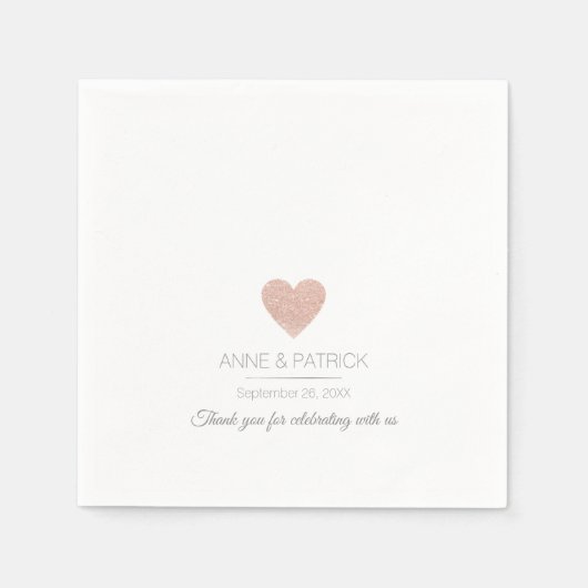 Eenvoudig & elegant roos-hart op witte bruiloft servet (Voorkant)