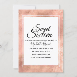 Eenvoudig Elegant Roos Sweet Sixteen Kaart
