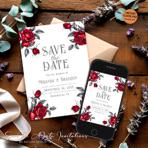 Eenvoudig Elegant Roos Tatoo Bloemen Huwelijk Save The Date