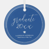 Eenvoudig Elegant Royal Blue Afstuderen 2024 Afstu Glas Ornament (Voorkant)