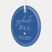 Eenvoudig Elegant Royal Blue Afstuderen 2024 Afstu Glas Ornament (Voorkant links)