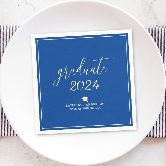 Eenvoudig Elegant Royal Blue Afstuderen 2024 Afstu Servet