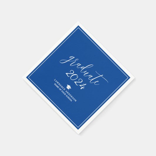 Eenvoudig Elegant Royal Blue Afstuderen 2024 Afstu Servet (Hoek)