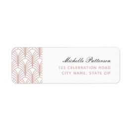 Eenvoudig Elegant Roze Art Deco Patroonadres Etiket