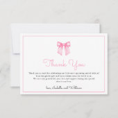 Eenvoudig Elegant Roze Bow Baby shower Bedankkaart (Voorkant)