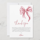 Eenvoudig Elegant Roze Bow Vrijgezellenfeest Bedankkaart (Voorkant)