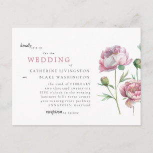 Eenvoudig elegant roze Briefkaart bruiloft