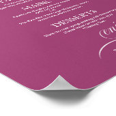 Eenvoudig Elegant Roze Cassis Bruiloft Menu Sign Poster (Hoek)