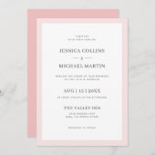 Eenvoudig elegant roze en grijs huwelijk kaart (Voorkant / Achterkant)