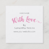 Eenvoudig Elegant Roze en Wit Handgemaakt Met Lief Vierkante Visitekaartje (Voorkant)