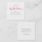 Eenvoudig Elegant Roze en Wit Handgemaakt Met Lief Vierkante Visitekaartje (Voorkant / Achterkant)