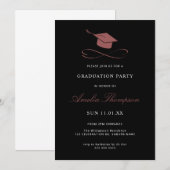 Eenvoudig elegant roze en zwart Afstuderen Kaart (Voorkant / Achterkant)