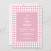 Eenvoudig Elegant Roze Gingham Plaid Meisje Baby s Kaart (Voorkant)