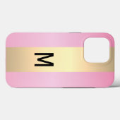 Eenvoudig Elegant Roze Goud Metallic monogrammed Case-Mate iPhone Case (Achterkant (horizontaal))