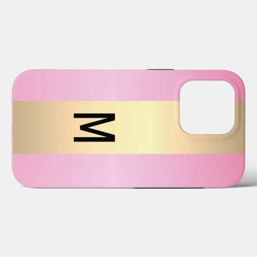 Eenvoudig Elegant Roze Goud Metallic monogrammed Case-Mate iPhone Case (Achterkant (horizontaal))