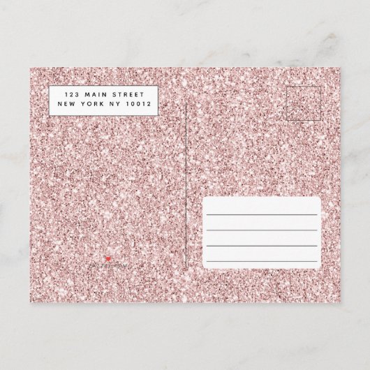 Eenvoudig Elegant Roze Gouden Glitter Baby shower Uitnodiging Briefkaart (Achterkant)