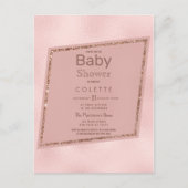 Eenvoudig Elegant Roze Gouden Glitter Baby shower Uitnodiging Briefkaart (Voorkant)