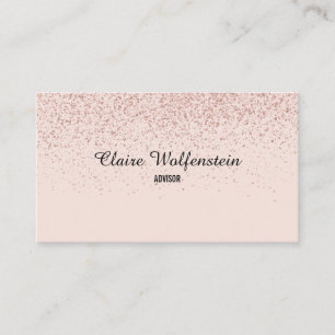 Eenvoudig Elegant Roze Gouden Glitter Schrift Visitekaartje