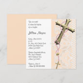 Eenvoudig elegant roze kruis baptisme/Christening Kaart (Voorkant / Achterkant)