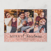 Eenvoudig Elegant Roze Lijst 3 Foto Kerst Feestdagenkaart (Voorkant)