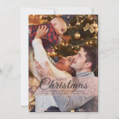 Eenvoudig Elegant Roze Lijst Foto Kerstmis Feestdagenkaart (Voorkant)