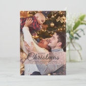 Eenvoudig Elegant Roze Lijst Foto Kerstmis Feestdagenkaart (Staand voorkant)