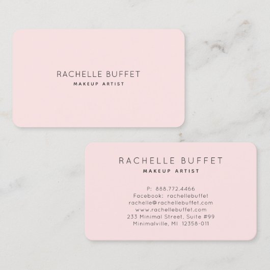 Eenvoudig Elegant Roze Makeup Artist Visitekaartje (Voorkant / Achterkant)