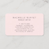 Eenvoudig Elegant Roze Makeup Artist Visitekaartje (Achterkant)