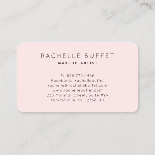 Eenvoudig Elegant Roze Makeup Artist Visitekaartje (Achterkant)