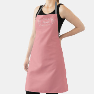 Eenvoudig Elegant Roze Meisje Koken Bakken Monogra Schort