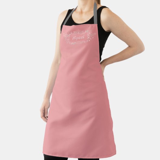 Eenvoudig Elegant Roze Meisje Koken Bakken Monogra Schort (Insitu)