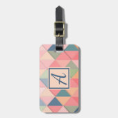 Eenvoudig Elegant Roze Monogram Aanvankelijk Bagagelabel (Voorkant verticaal)