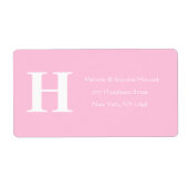 Eenvoudig Elegant Roze Monogram Initiaal retour Etiket (Voorkant)