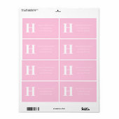 Eenvoudig Elegant Roze Monogram Initiaal retour Etiket (Full Sheet)