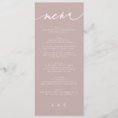 Eenvoudig Elegant Roze Taupe Calligraphy Wedding Menu (Voorkant)