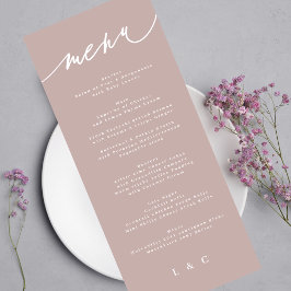 Eenvoudig Elegant Roze Taupe Calligraphy Wedding Menu