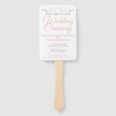 Eenvoudig Elegant Roze Wit & Grijs Huwelijksprogra Handwaaier (Voorkant)