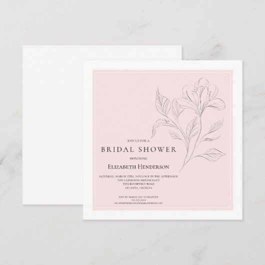 Eenvoudig Elegant Roze Zwart Wit Vrijgezellenfeest Kaart (Voorkant / Achterkant)