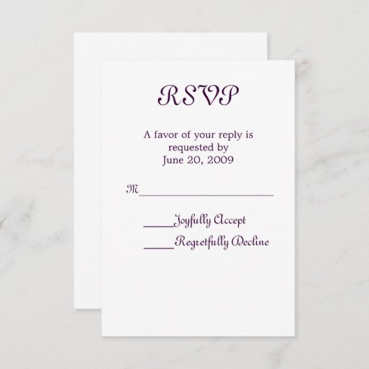 Eenvoudig Elegant RSVP (Voorkant / Achterkant)