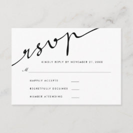 Eenvoudig Elegant RSVP Calligraphy Script Weduwen Kaartje
