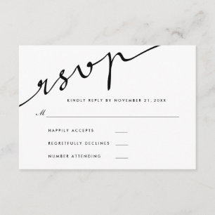 Eenvoudig Elegant RSVP Calligraphy Script Weduwen Kaartje