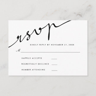 Eenvoudig Elegant RSVP Calligraphy Script Weduwen Kaartje