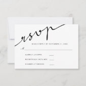 Eenvoudig Elegant RSVP Calligraphy Script Weduwen Kaartje (Voorkant)